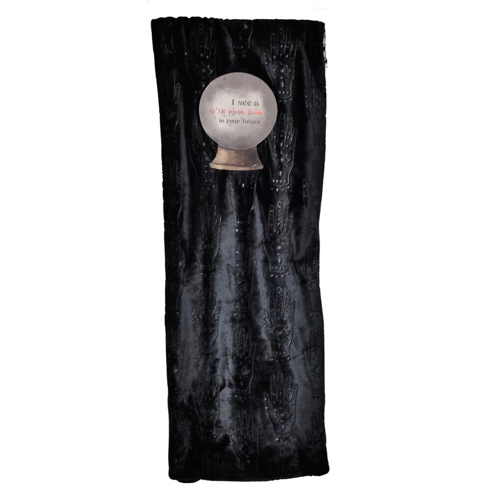 Halloween Black Hamsa Hand Palmistry Evil Eye Plush Throw Blanket